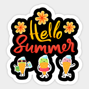 Hello Summer, Cute Floral beach vacation Sticker